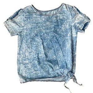 Vintage 90s Distressed Boxy Cotton Tee dyed like denim Size Small one of a kind